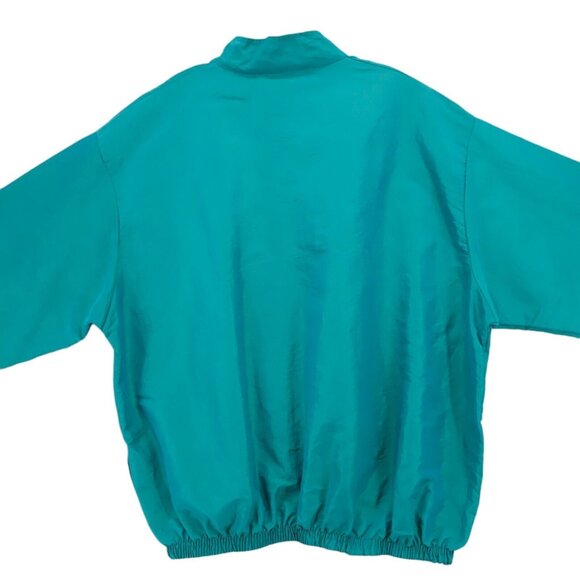 Vintage 90s SURF STYLE Windbreaker Jacket 1/4 Zip Iridescent Blue Green ONE SIZE - Picture 4 of 6